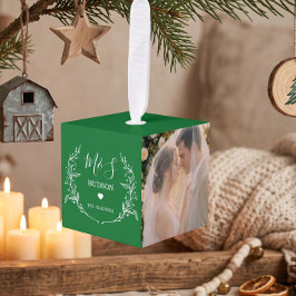3 Foto Huwelijk Koppel Initialen Kerst Groen Decoratie