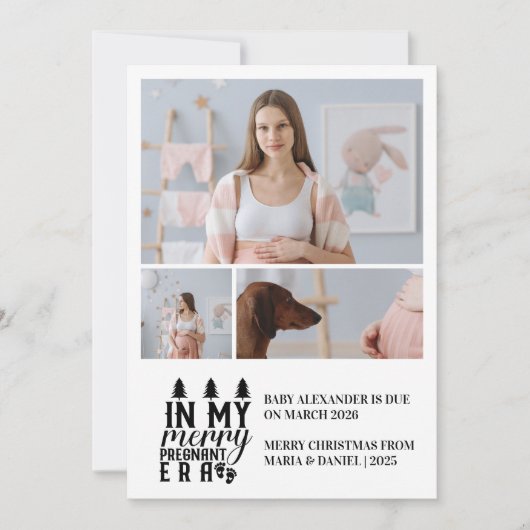 3 Foto in mijn vrolijke zwangere tijdperk Kerstmis Feestdagenkaart (Voorkant)