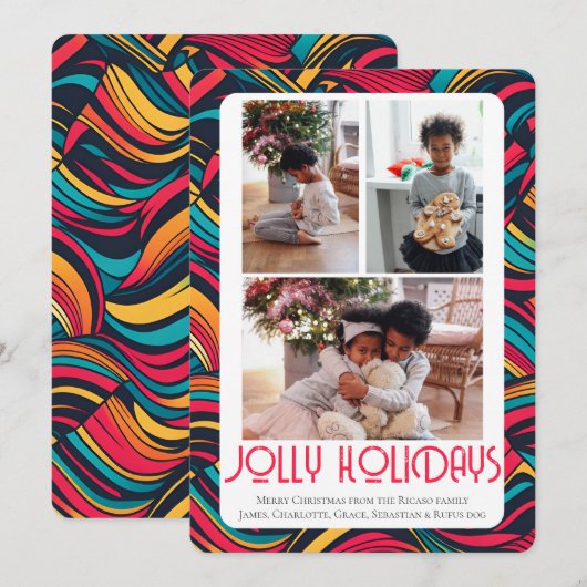 3 Foto Jolly Feestdagen Kerst Feestdagenkaart (Voorkant / Achterkant)