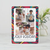3 Foto Jolly Feestdagen Kerst Feestdagenkaart (Staand voorkant)