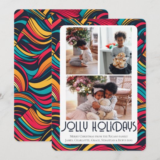 3 Foto Jolly Feestdagen Kerst Feestdagenkaart (Voorkant / Achterkant)