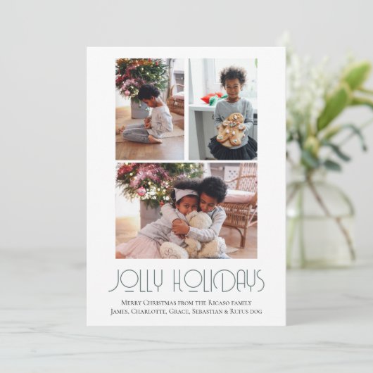 3 Foto Jolly Feestdagen Kerst Feestdagenkaart (Staand voorkant)