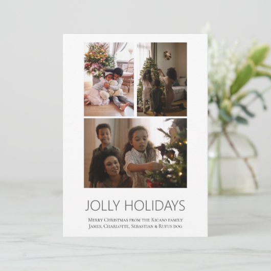 3 Foto Jolly Feestdagen Scandinavische Kerst Feestdagenkaart (Staand voorkant)