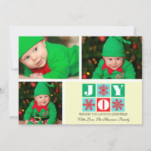 3 Foto Joy Snowflakes Holiday Fotokaart Feestdagenkaart