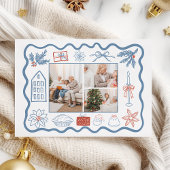 3 Foto Kerst Doodle Line Art Holiday Feestdagenkaart