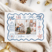 3 Foto Kerst Doodle Line Art Holiday Feestdagenkaart