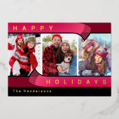 3 Foto Kerst Folie Vakantie Kaart (Voorkant)