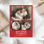 3 Foto Kerst Geboorteaankondiging Feestdagenkaart<br><div class="desc">Vier de komst van je kleintje met onze fotokerstgeboorteaankondiging. Met dit elegante ontwerp kunt u de vreugde van de aankomst van uw pasgeborene tijdens het feestseizoen delen, waarbij de warmte van Kerstmis wordt gecombineerd met de opwinding van de eerste momenten van uw baby. De aankondiging heeft een prachtige lay-out waar...</div>