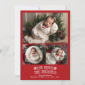 3 Foto Kerst Geboorteaankondiging Feestdagenkaart (Voorkant)
