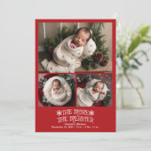 3 Foto Kerst Geboorteaankondiging Feestdagenkaart (Staand voorkant)