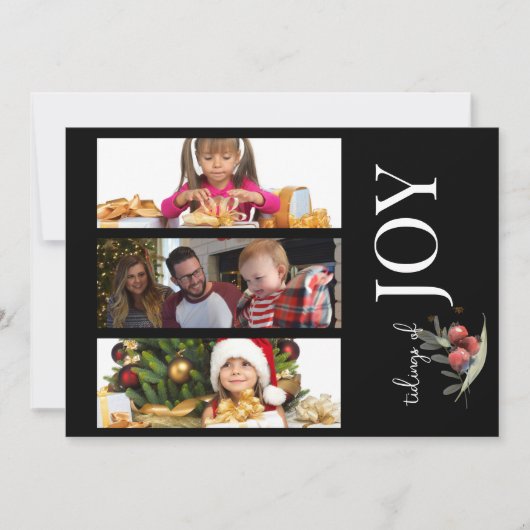 3 FOTO KERST KAART - VREUGDE met bessen (Voorkant)