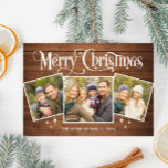 3 FOTO Kerst Rustiek Bruin Hout Groet Boho Feestdagenkaart<br><div class="desc">kersttrouwe bruin hout PHOTO Greeting Holiday Card.</div>