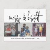 3 Foto kerstcollage - Merry & Bright - Feestdagenkaart (Voorkant)