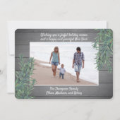 3 Foto Kerstgroen & rustiek grijs hout Feestdagenkaart (Achterkant)