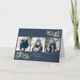 3 Foto Kerstmis Groeten Modern Chic Greenery Feestdagen Kaart