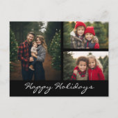 3 foto Kerstmis met collage - minimaal zwart Feestdagenkaart (Voorkant)