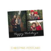 3 foto Kerstmis met collage - minimaal zwart Feestdagenkaart