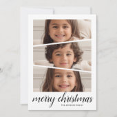 3 Foto Kerstmis Script - Retro Half Moon Patroon Feestdagenkaart (Voorkant)