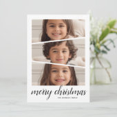 3 Foto Kerstmis Script - Retro Half Moon Patroon Feestdagenkaart (Staand voorkant)