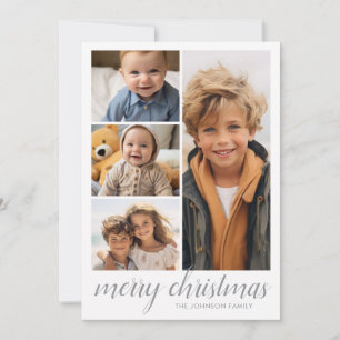 3 Foto Kerstscript - Retro Halve Maan Patroon Feestdagenkaart
