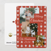 3 Foto Kerstvakantie Rode + Witte Kerstboom  Feestdagenkaart (Voorkant / Achterkant)