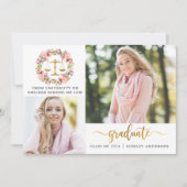 3 Foto Law School Afstuderen Floral kondiging Kaart (Voorkant)