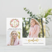 3 Foto Law School Afstuderen Floral kondiging Kaart (Staand voorkant)