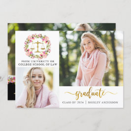 3 Foto Law School Afstuderen Floral kondiging Kaart