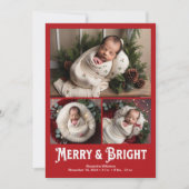 3 Foto Merry and Bright Birth Aankondiging (Voorkant)