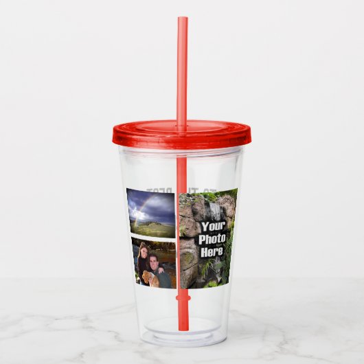 3 Foto met bericht Custom Birthday Gift Acryl Drinkbeker (Voorkant)