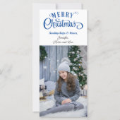 3 Foto met Kerstmis Blauw en Wit Theme Kaart (Achterkant)