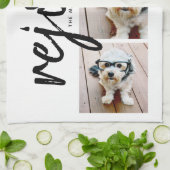 3 Foto met Modern Merry Christmas Joice Theedoek (Gevouwen)