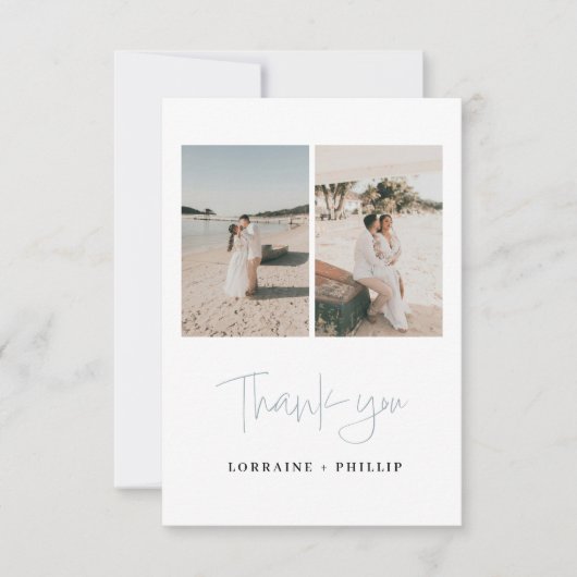 3 foto Minimale bruiloft bedankkaart (Voorkant)