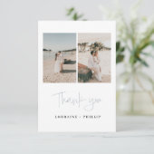 3 foto Minimale bruiloft bedankkaart (Staand voorkant)