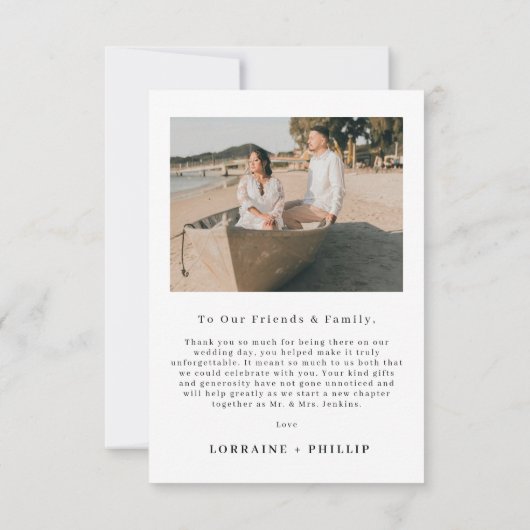 3 foto Minimale bruiloft bedankkaart (Achterkant)