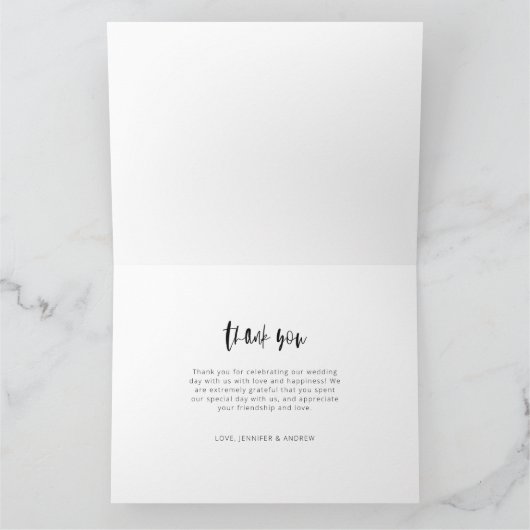 3 Foto minimalistisch huwelijk Bedankkaart (Binnen)