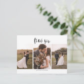 3 Foto minimalistische bruiloft Hartelijk dank Briefkaart (Staand voorkant)
