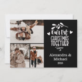 3 foto minimalistische eerste kerst samen feestdagenkaart (Voorkant)