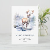 3 FOTO Minimalistische Elegante Herten Kerstmis Feestdagenkaart (Staand voorkant)