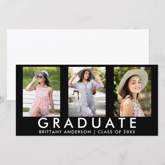 3 Foto Modern Afstudeerder koninklijke Kaart (Voorkant / Achterkant)