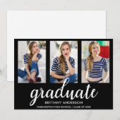 3 Foto Modern Afstuderen kondiging Kaart BW (Voorkant / Achterkant)