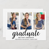 3 Foto Modern Afstuderen kondiging Kaart WB (Voorkant / Achterkant)