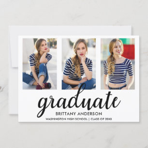 3 Foto Modern Afstuderen kondiging Kaart WB
