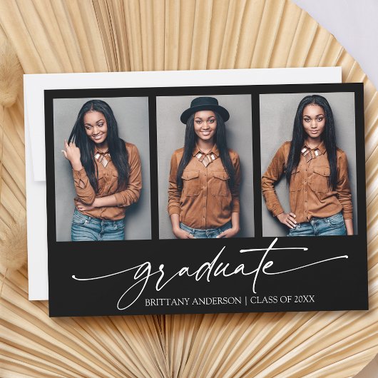 3 Foto Modern Calligraphy Ink Script Afstuderen Aankondiging