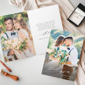 3 Foto Modern Chic Calligraphy Wedding Folded Bedankkaart
