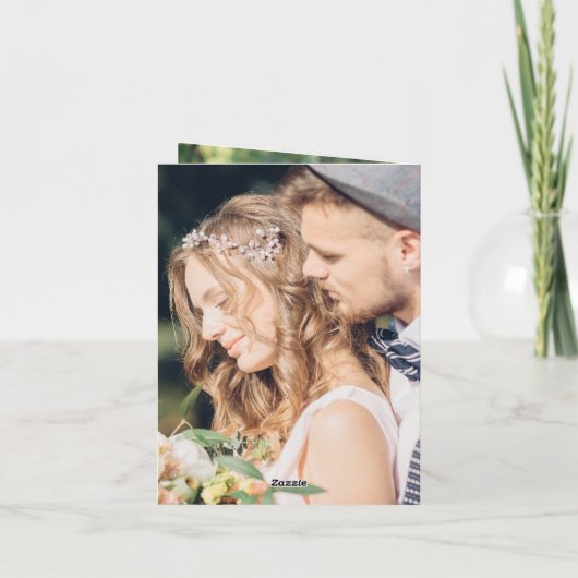 3 Foto Modern Chic Calligraphy Wedding Folded Bedankkaart (Achterkant)