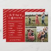 3 Foto Modern Funny Twelve Days Corona Red Feestdagenkaart (Voorkant / Achterkant)