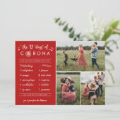 3 Foto Modern Funny Twelve Days Corona Red Feestdagenkaart (Staand voorkant)