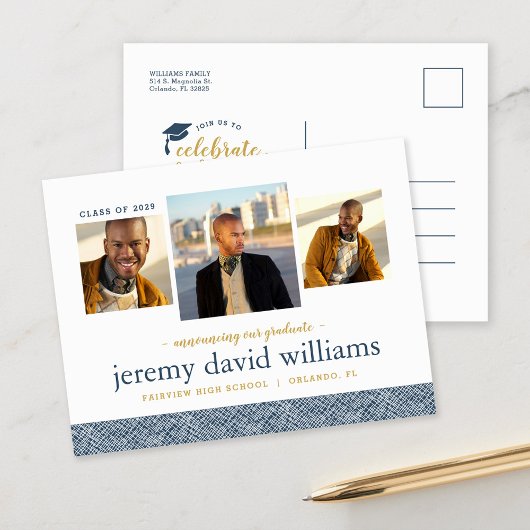 3 Foto Modern Graduation Party Invitation Aankondigingskaart