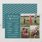 3 foto Modern Grappig Twaalf Dagen Corona Blauwgro Feestdagenkaart (Voorkant / Achterkant)